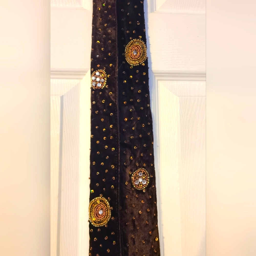 Coldwater Creek Black and Gold Embellished Belt